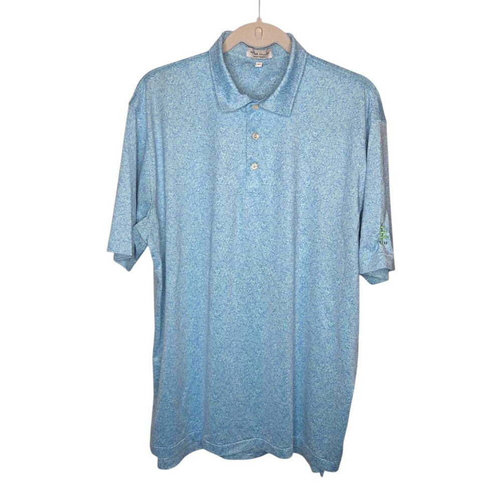 Peter Millar Summer Comfort Polo Large Blue Golf Print Bel-Air Country Club 1888